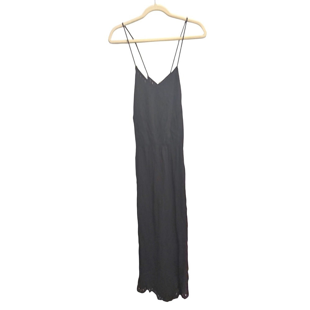 Uma and Leopold Eyelet Boho Black Maxi Dress Black Strappy Cutout Size M